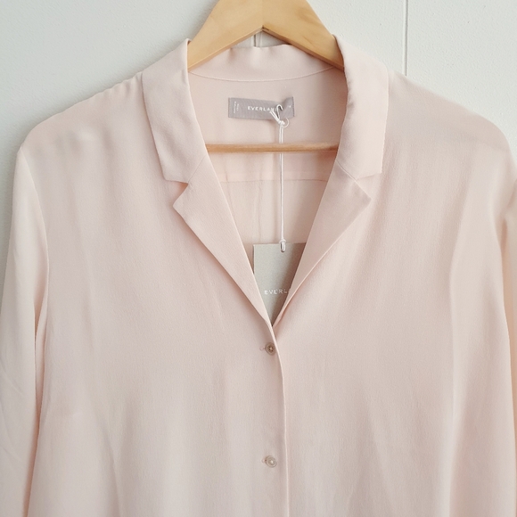 NWT Everlane Clean Silk Notch Shirt | Blush Pink | Silk | Size 12 - Picture 7 of 10